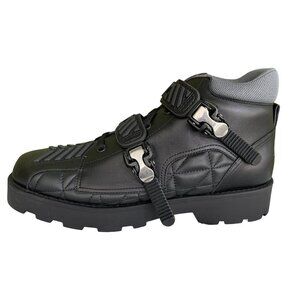 Gucci 718665 Black Leather Quebec Hi-top Calf Men's Sneakers Shoe, Sz G10